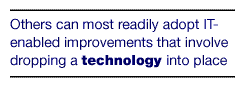 Others can most readily adopt IT-enabled improvements that involve dropping a technology into place