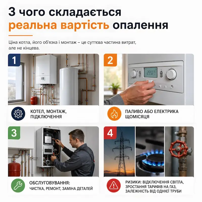Інфографіка: реальна вартість опалення – котел, паливо, обслуговування